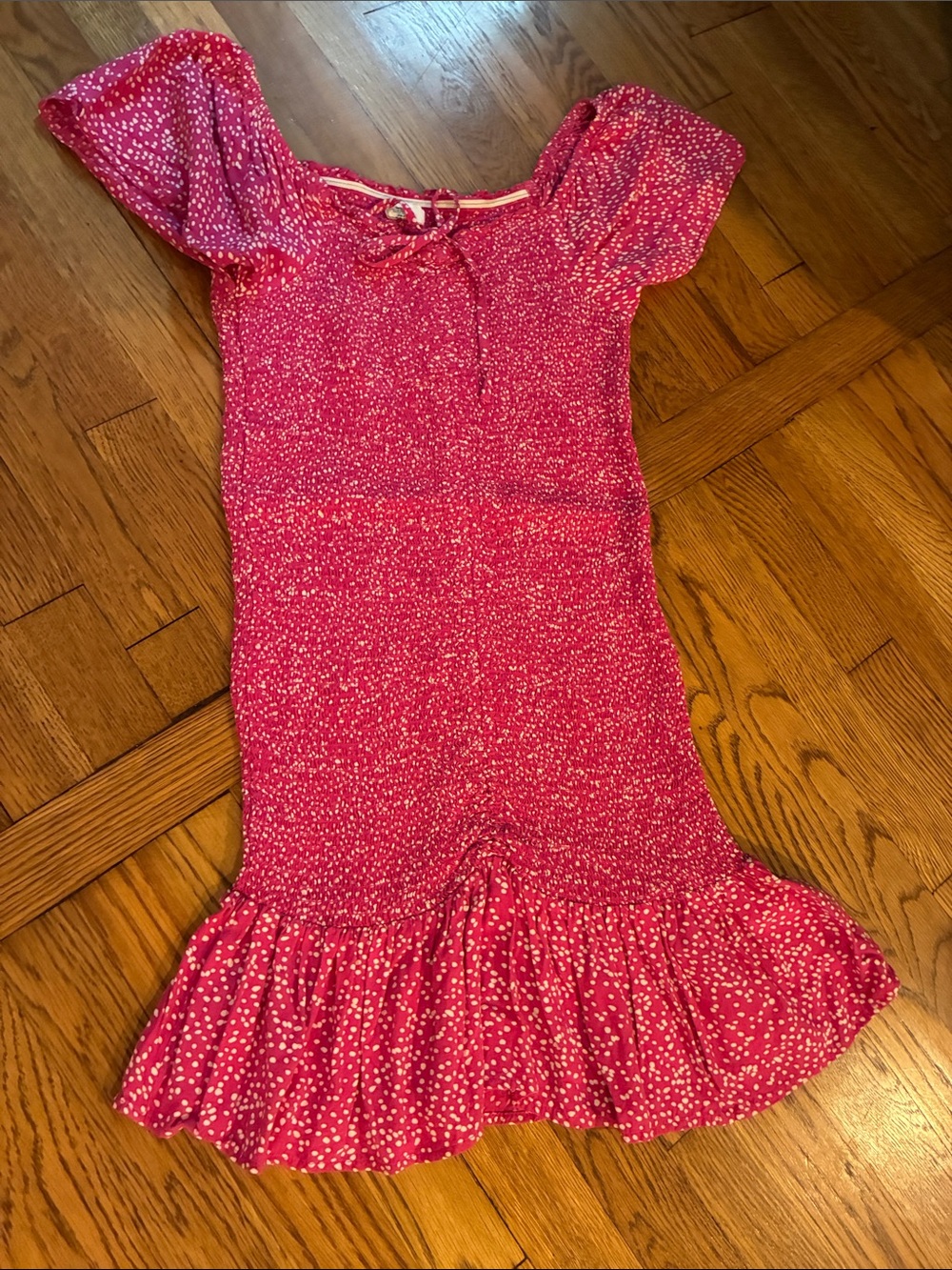 Japna Pink Dot Ruffle-Hem Mini Dress